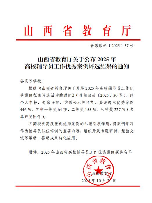 喜报！长治幼专5项辅导员育人工作案例 荣获山西省2025年高校辅导员工作优秀案例(图1)